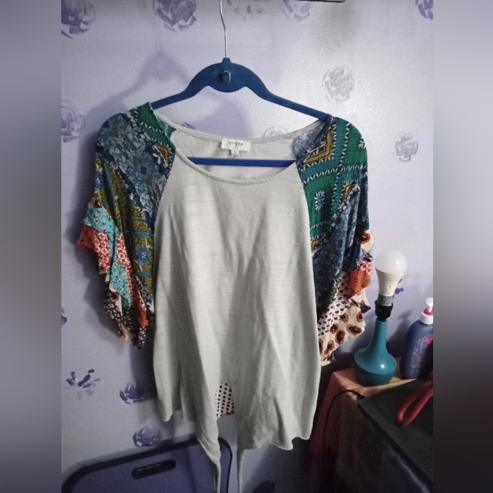 Umgee Women's Colorful Patchwork Blouse